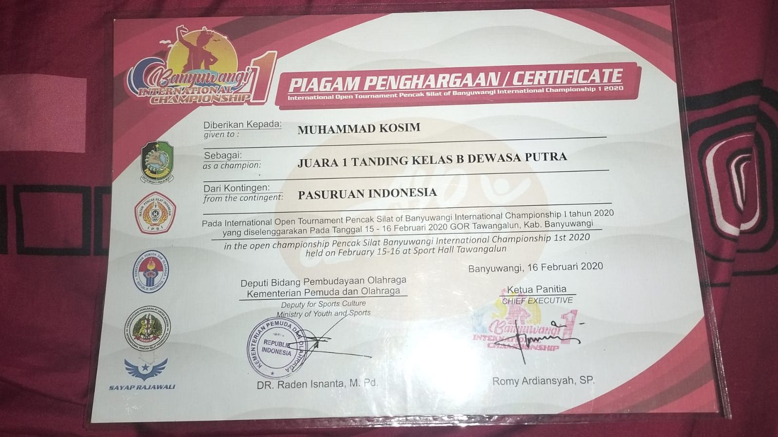 Juara 1 Open Tournament Pencak Silat of Banyuwangi International Championship